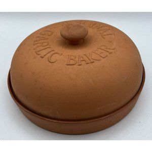 Terra Cotta Boston Warehouse Original Garlic Bake Cover 3.5" Tall 7" Diameter